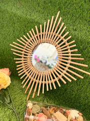 Rattan Sun Flower Mirror