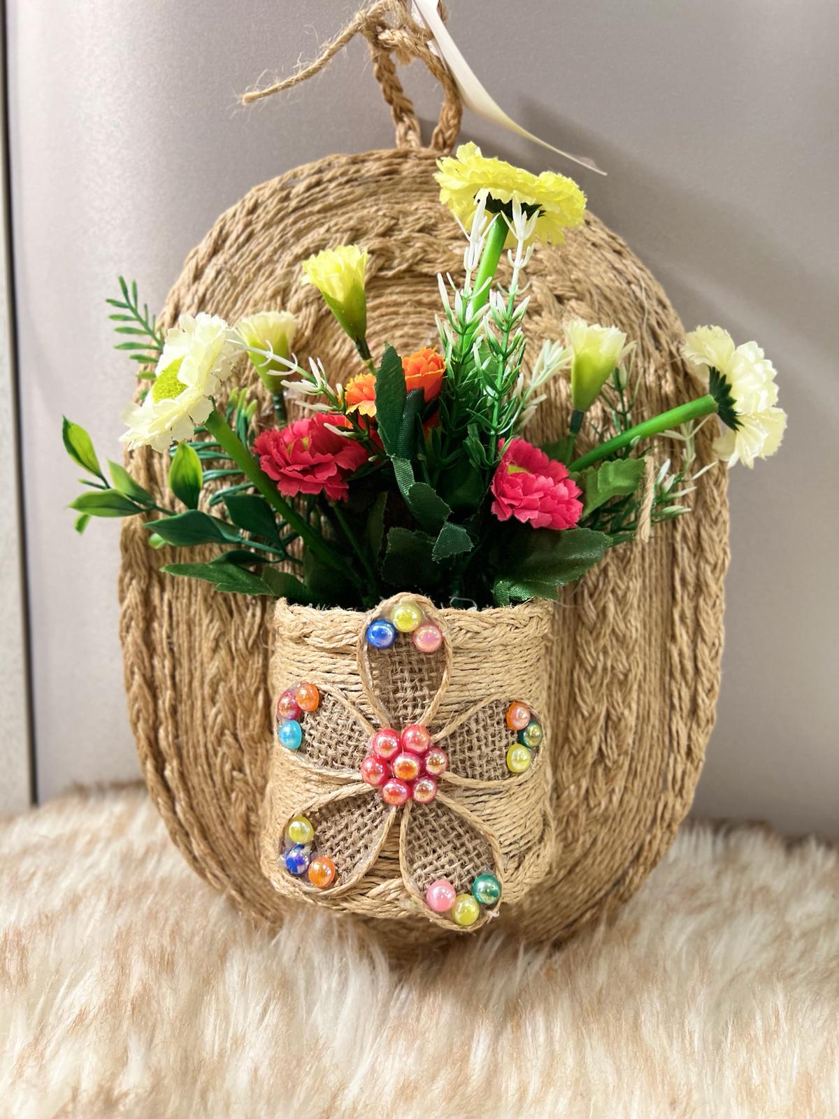 Jute jar wall decor