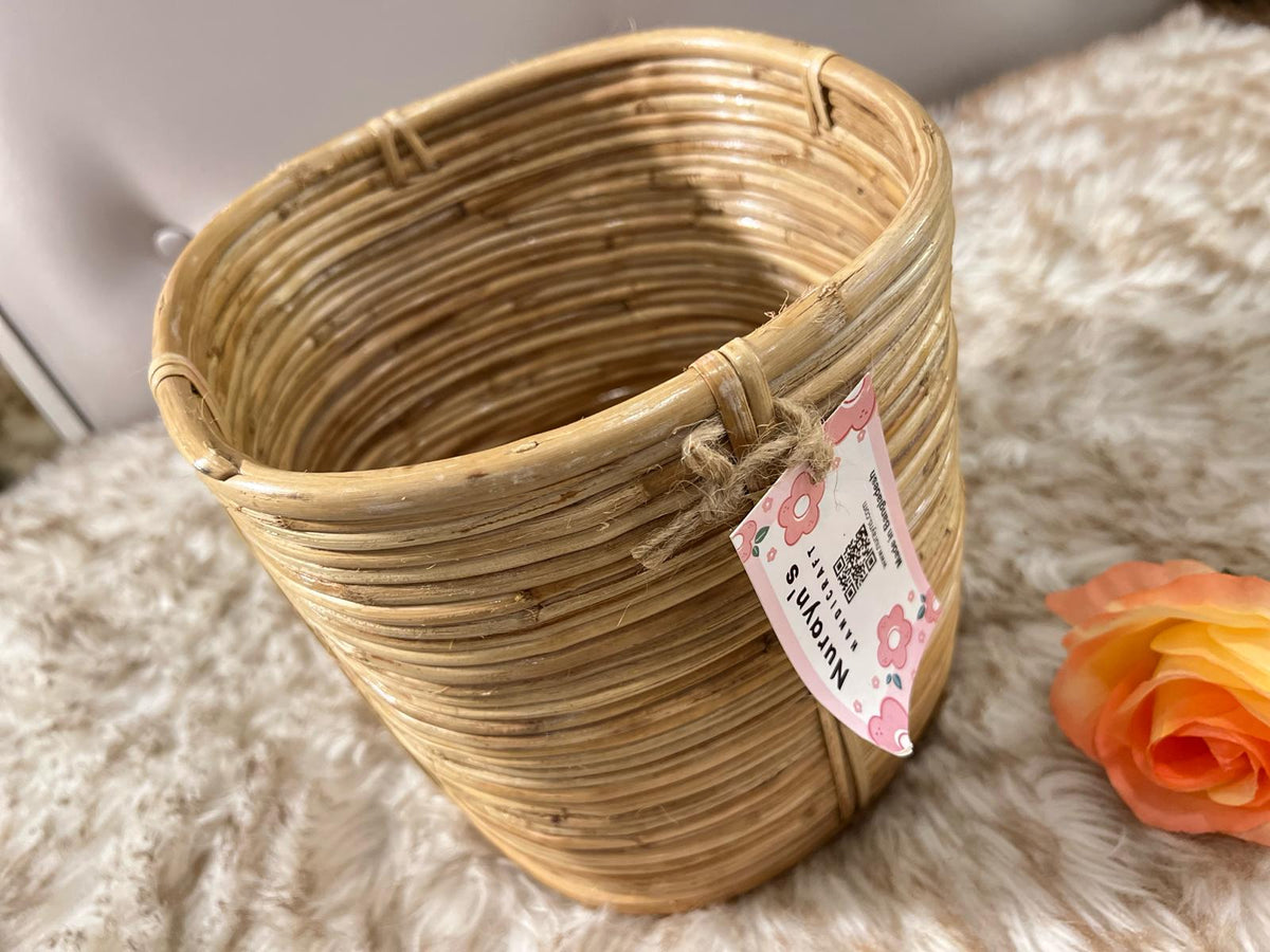 Rattan cylinder planter S